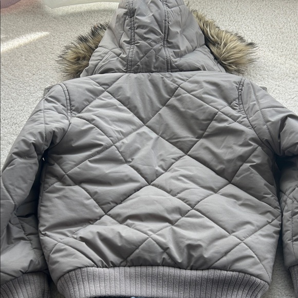 Abercrombie Kids Taupe Puffer Jacket with Faux Fur Trim - Picture 7 of 7